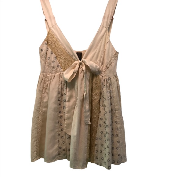 Anthropologie Lithe Silk Bow V-Neck Sleeveless Boho blouse - Picture 5 of 10